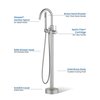 Kibi Circular Floor Mount Tub Filler With Hand Shower - Brush Nickel KTF301BN